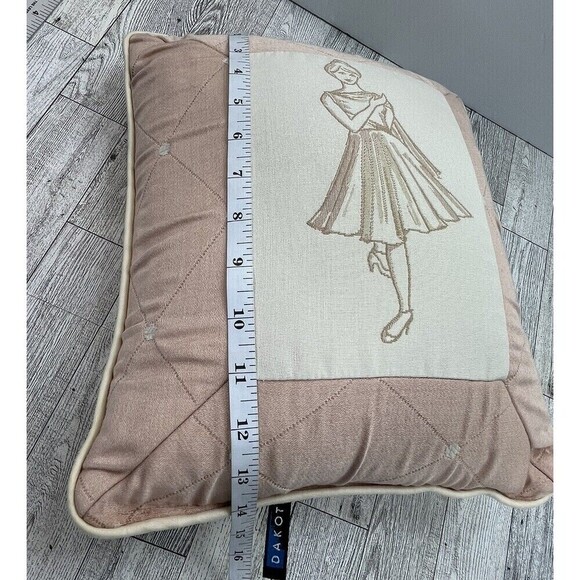 Girl In Paris Diamond Pattern Decorative Pillow  Romantic Feminine Dainty 14x12 - Picture 5 of 6
